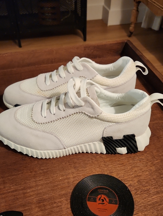 Hermes Other - Hermes White Cream Mesh & Suede Low-Top Sneakers